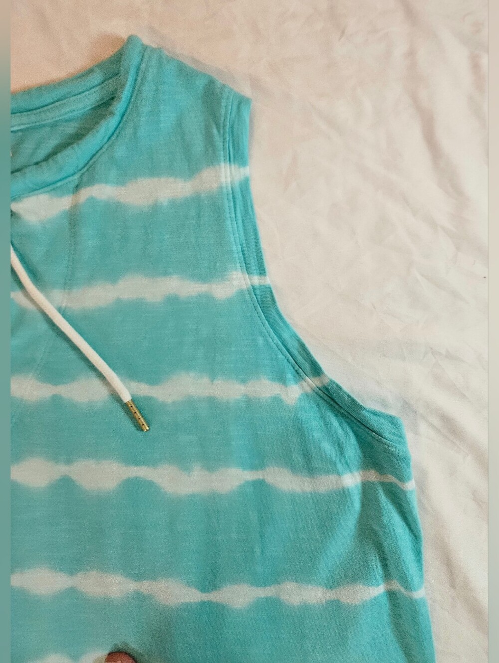 Sonoma Womens Turquoise & White Stripe Tie Dye Sleeveless Tank Dress Size XL - Picture 4 of 13